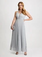 Long Knit Dress With Pleats