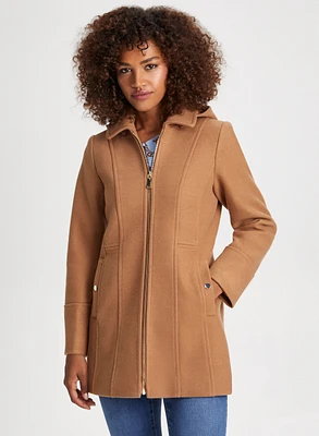 Stretch Wool Blend Coat