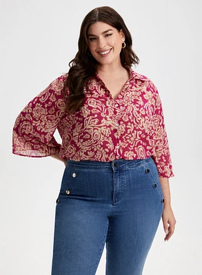 Paisley Print 3/4 Sleeve Blouse