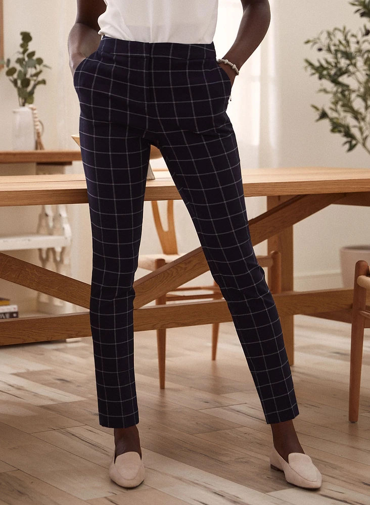 City Fit Windowpane Print Pants