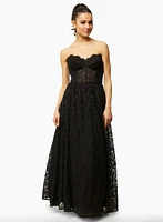 Sweetheart Neck Glitter Lace Gown