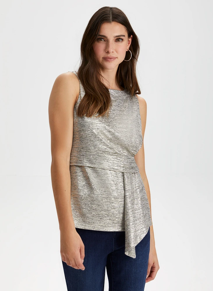 Metallic Foil Print Sleeveless Top