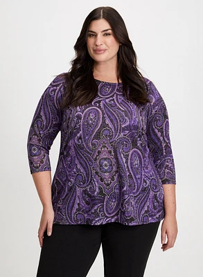 Paisley Print 3/4 Sleeve Top