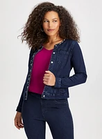 Rhinestone Cluster Trim Denim Jacket