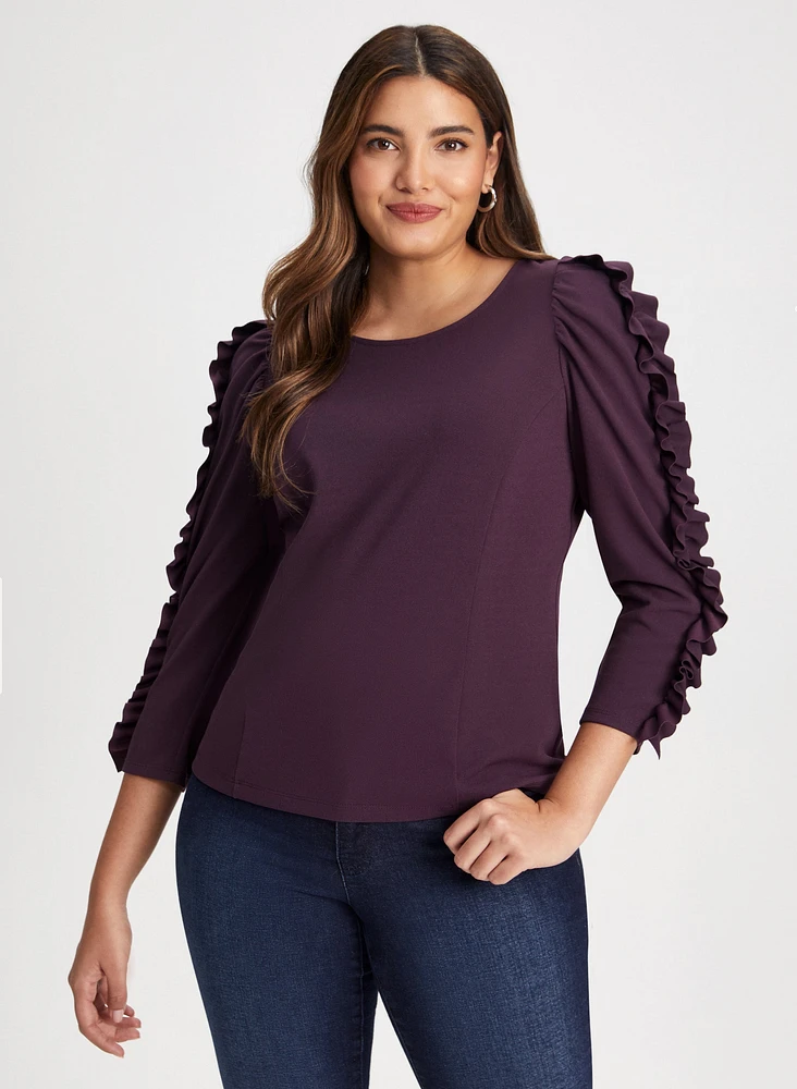 Voluminous Ruffle Sleeve Top