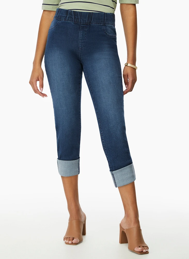 Pull-On Denim Capris