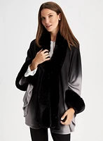 Faux-Fur Trim Poncho