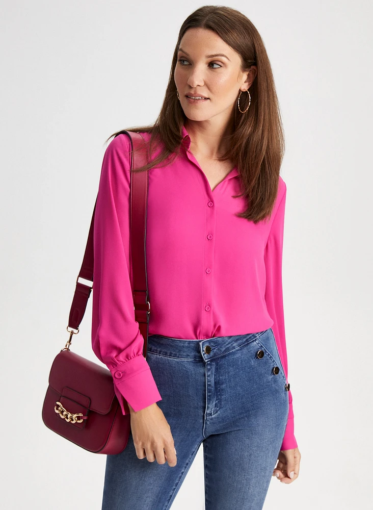 High-Low Long Sleeve Blouse