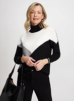 Colour Block Turtleneck Sweater