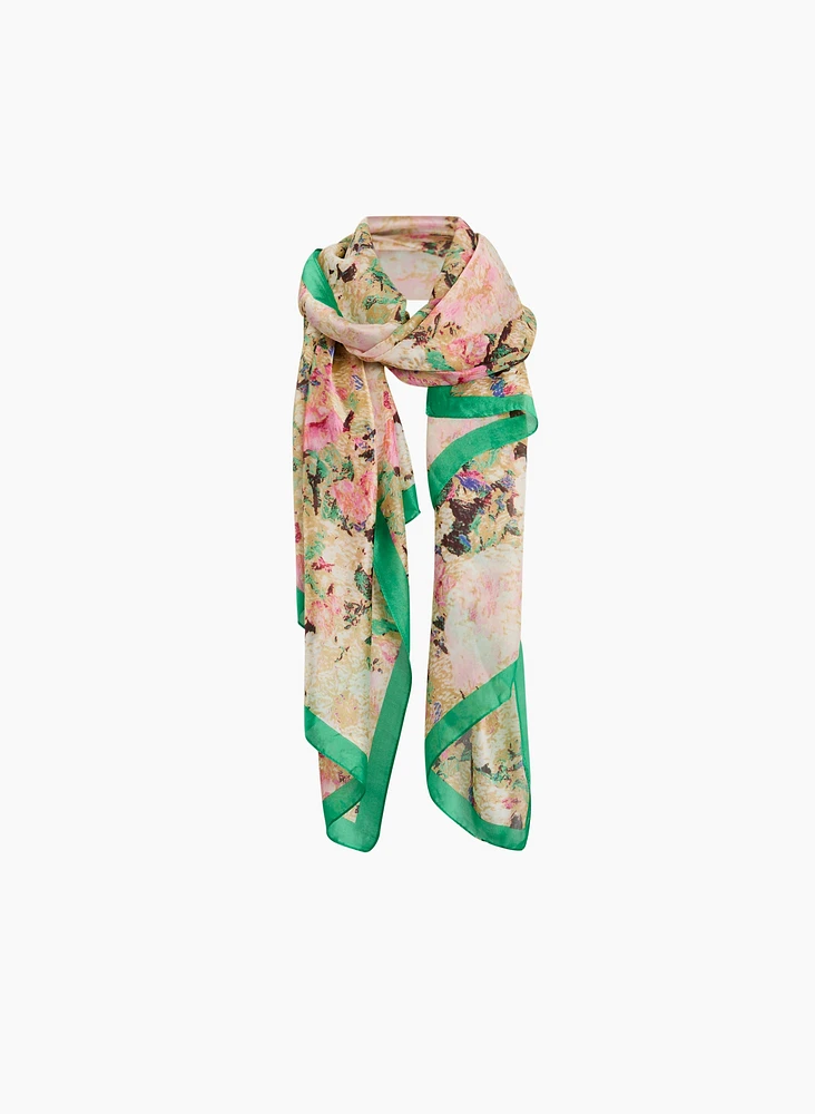 Floral Print Rectangular Scarf