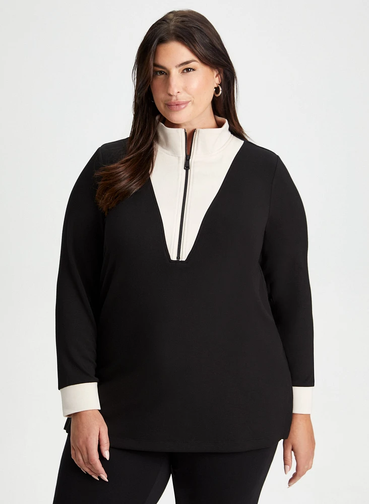 Colour Block Zip Neck Tunic