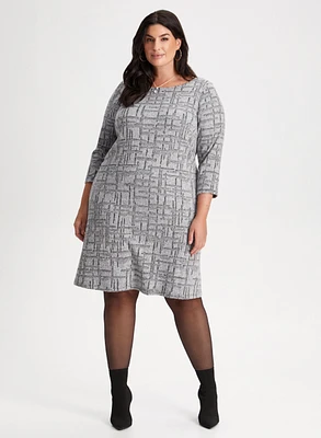 Brush Stroke Print Sweater Dress