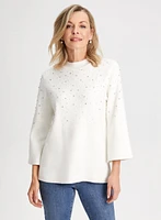 Embellished Mock Neck Sweater