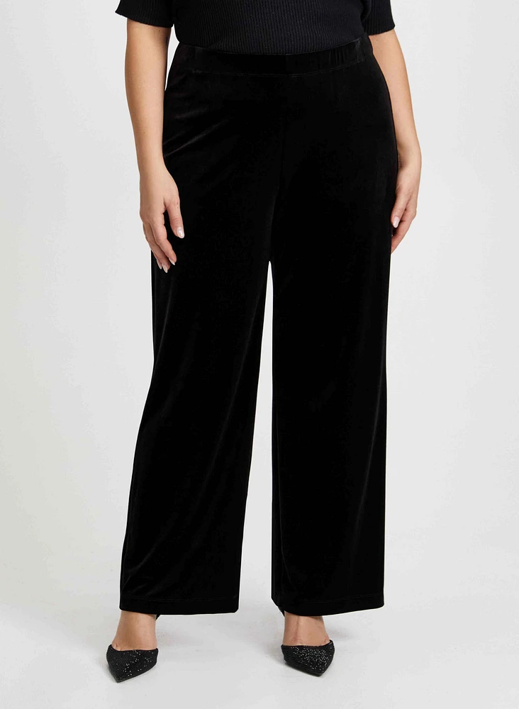 Pull-On Wide Leg Velour Pants