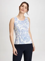 Paisley Print Sleeveless Knit Top