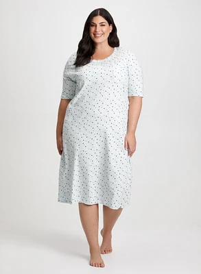 Polka Dot Motif Nightgown