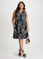 Split V-Neck Leaf Print Dress