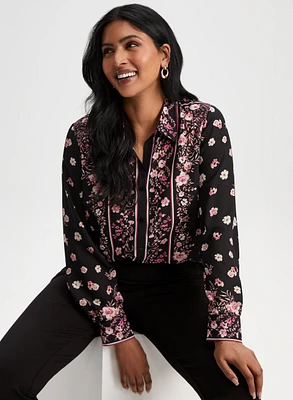 Floral Border Print Blouse