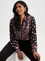 Floral Border Print Blouse