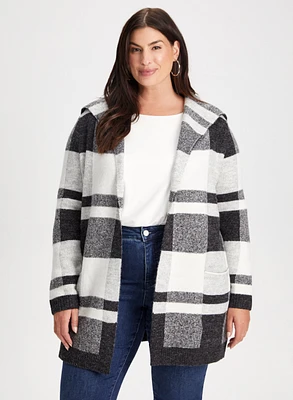 Plaid Motif Coatigan