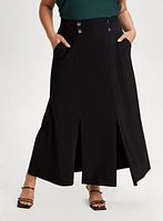 Pull-On Button Detail Skirt