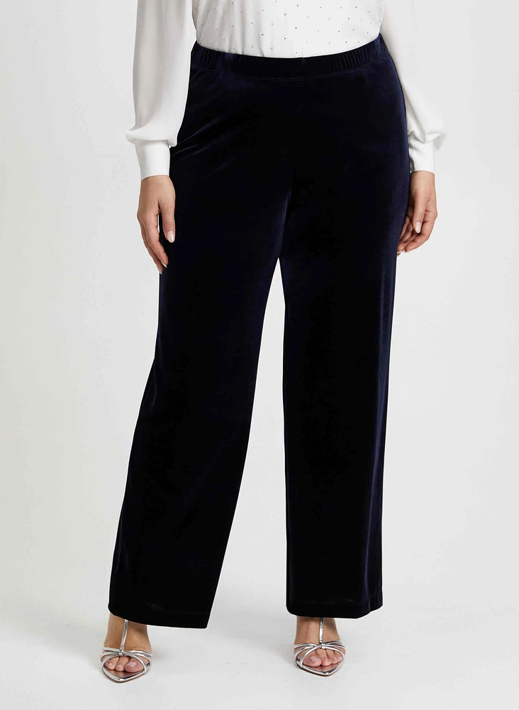 Pull-On Wide Leg Velour Pants