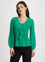 Ruffle Front Chiffon Top