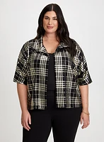 Plaid Print Sequin Detail Top