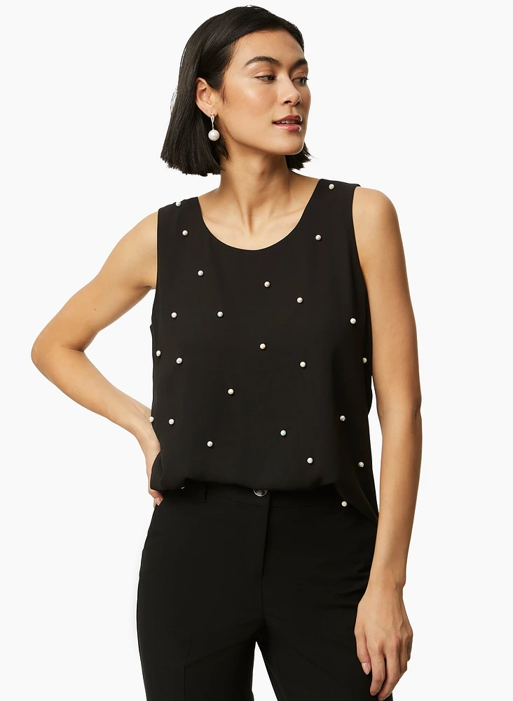 Pearl Detail Sleeveless Top