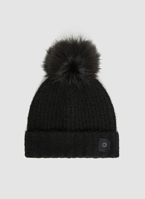 Faux Fur Pompom Knit Hat