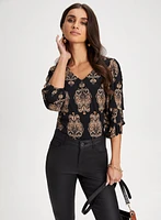 Damask Print Top