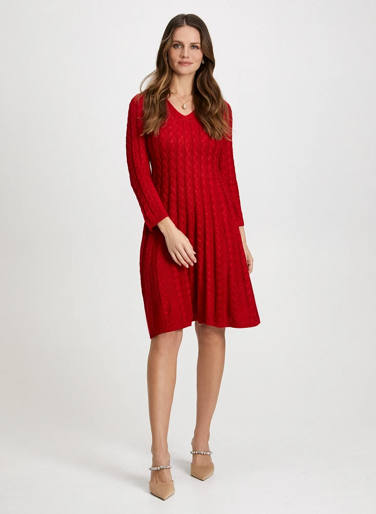 Cable Knit Sweater Dress