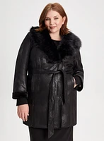 Embossed Faux Shearling Coat