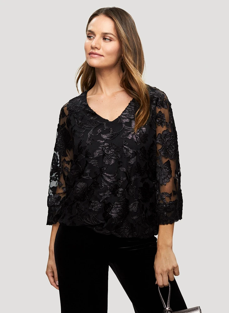 Floral Burnout Velour Top