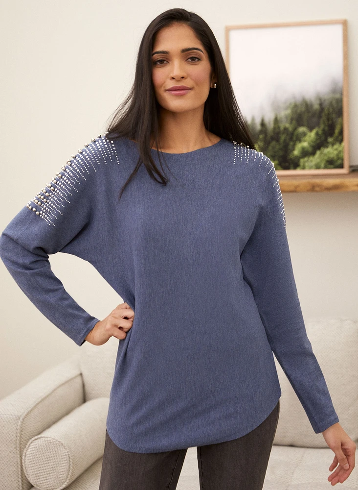 Stud Detail Dolman Sleeve Sweater