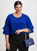 Double Ruffle 3/4 Sleeve Top