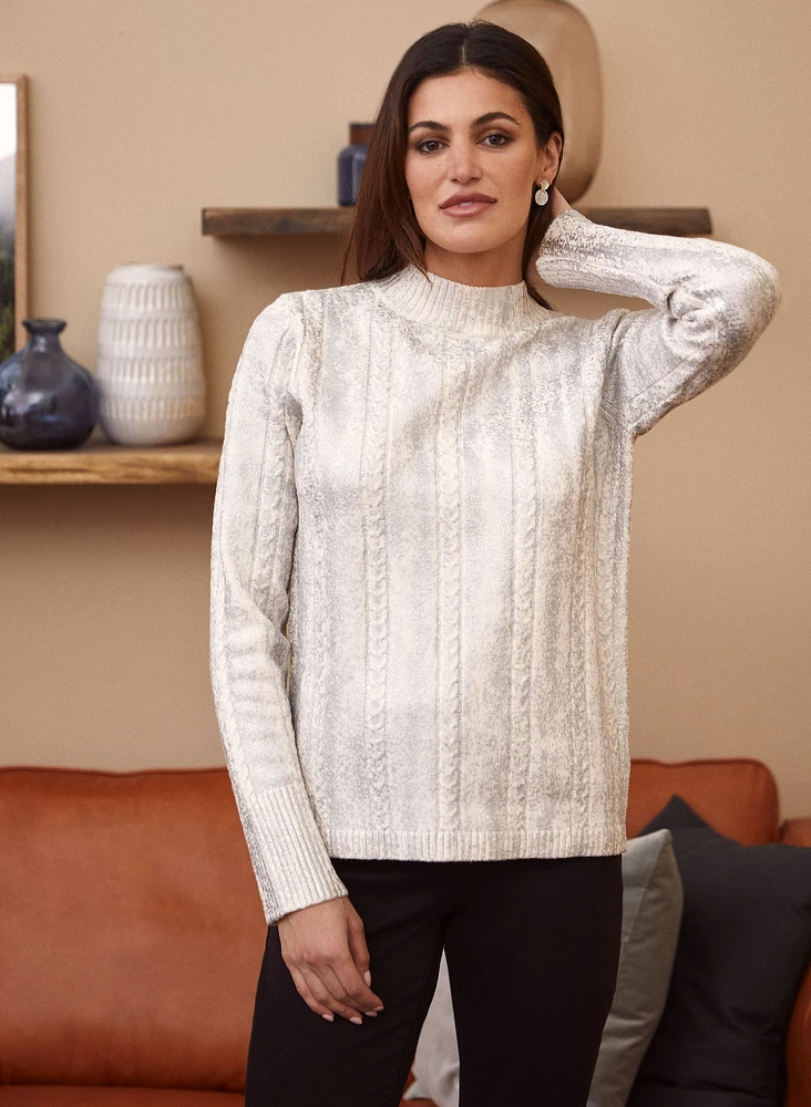 Metallic Cable Knit Sweater