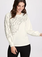 Shimmer Detail Long Sleeve Top