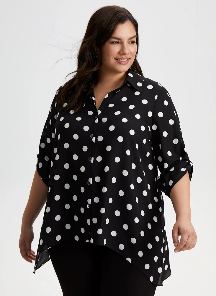 Polka Dot Asymmetrical Blouse