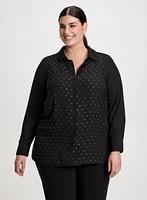 Rhinestone Detail Button Down Blouse