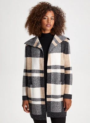 Plaid Open Front Coatigan