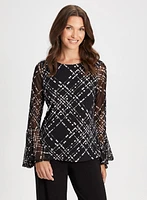 Geometric Print Flare Sleeve Top