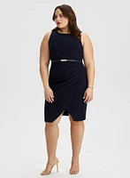 Sleeveless Belted Sheath Dress