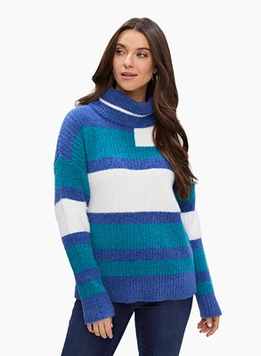 Colour Block Turtleneck Sweater