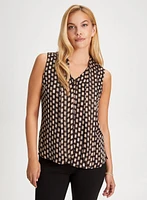 Geometric Print Sleeveless Blouse