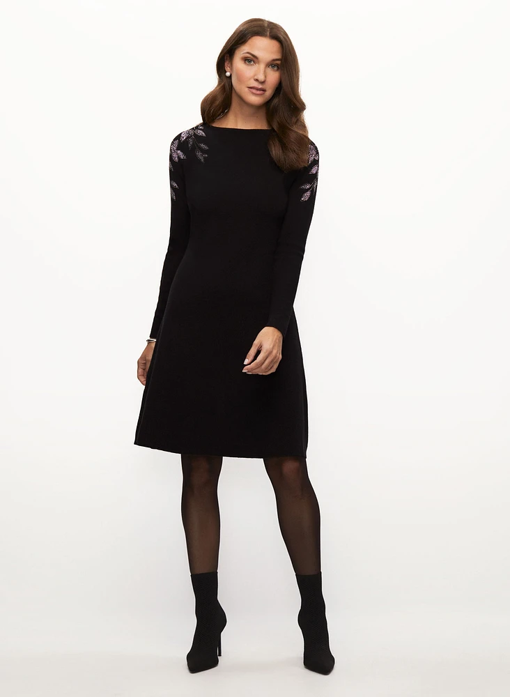 Rhinestone Detail Knit Dress