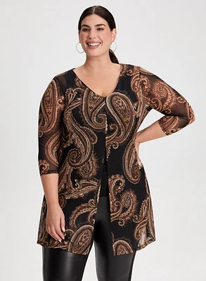 Split Front Paisley Top