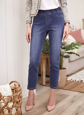 Pearl Detail Pull-On Jeans