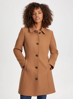 Club Collar Wool Blend Coat