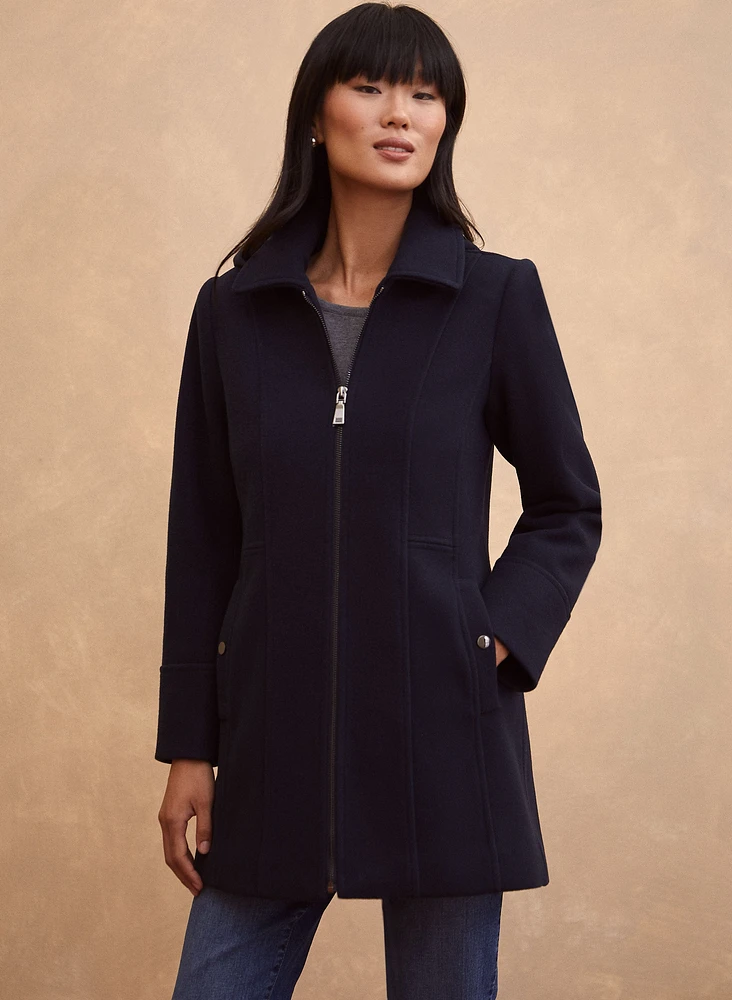 Stretch Wool Blend Coat